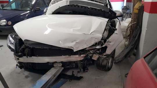 Το Audi S3 όπως έφτασε, με σοβαρή ζημιά στο εμπρός μέρος